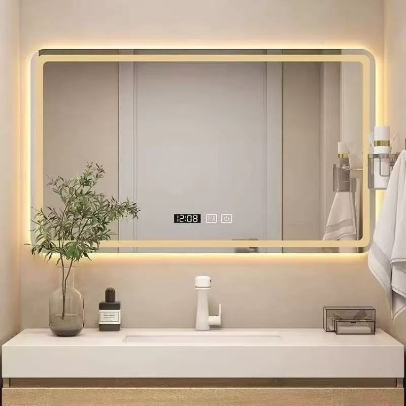 Rectangular Anti-Fog Glass Modelling Mirror Hotel Smart LED Bathroom Mirror.