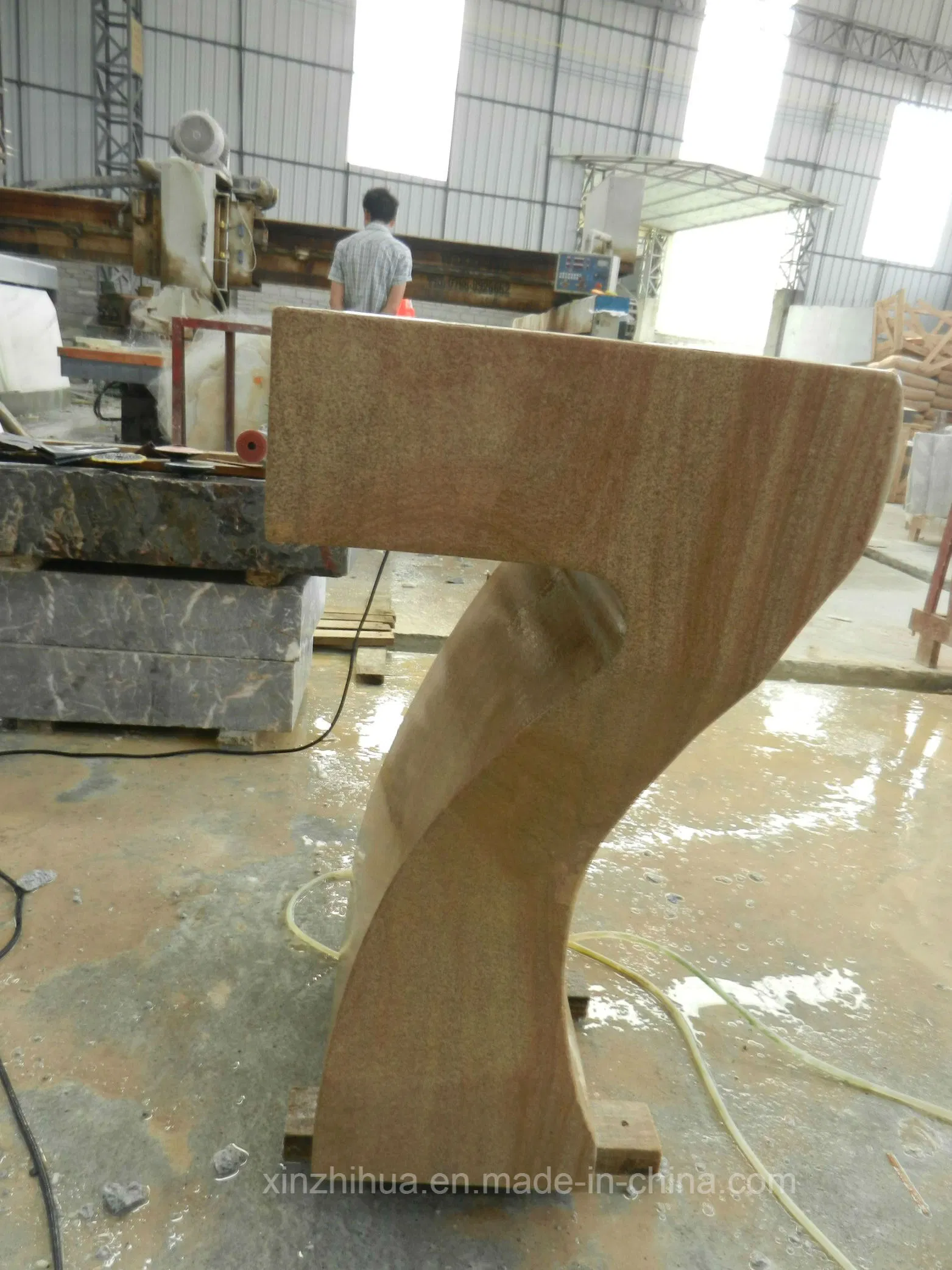 Customized Floor Standing Pedestal Easy Install Bathroom Wash/Basin Marble Stone Sink