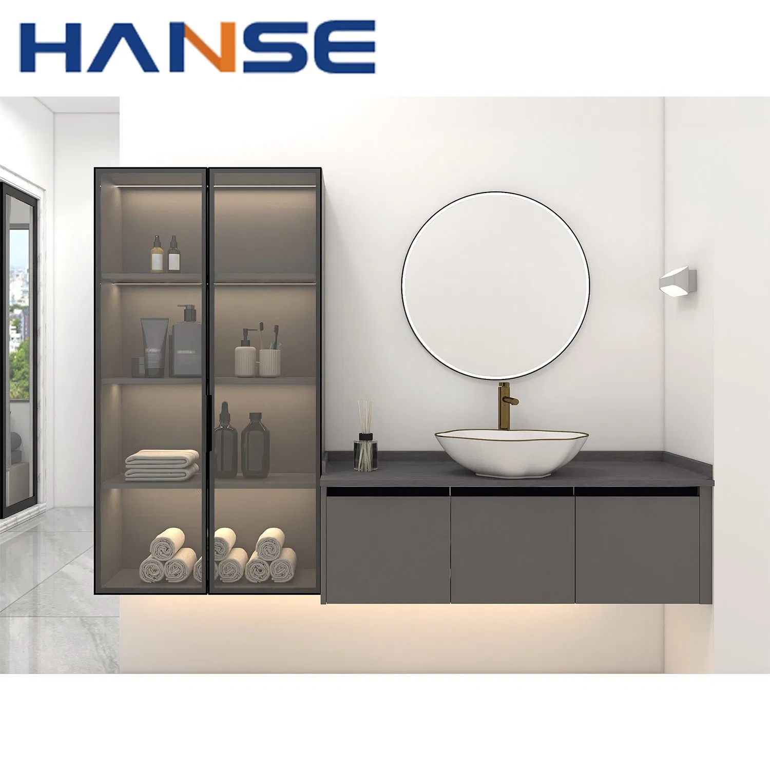 Modern Design 48 Inch Double Sinks Wall Hanging Floating Bathroom Vanity