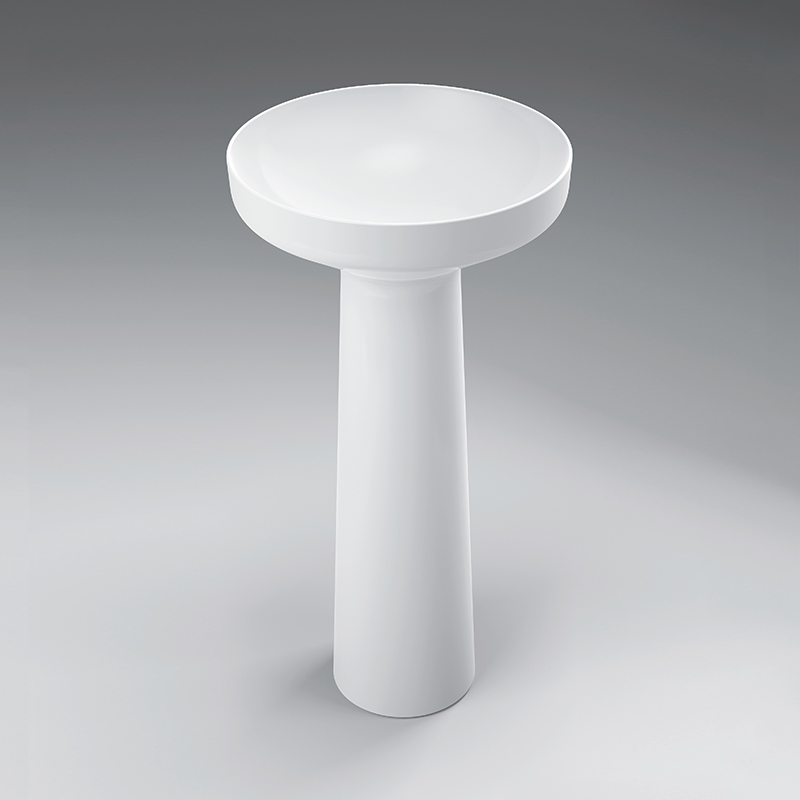 Acrylic Solid Surface Bathroom Artificial Stone Resin Freestanding Pedestal Sink
