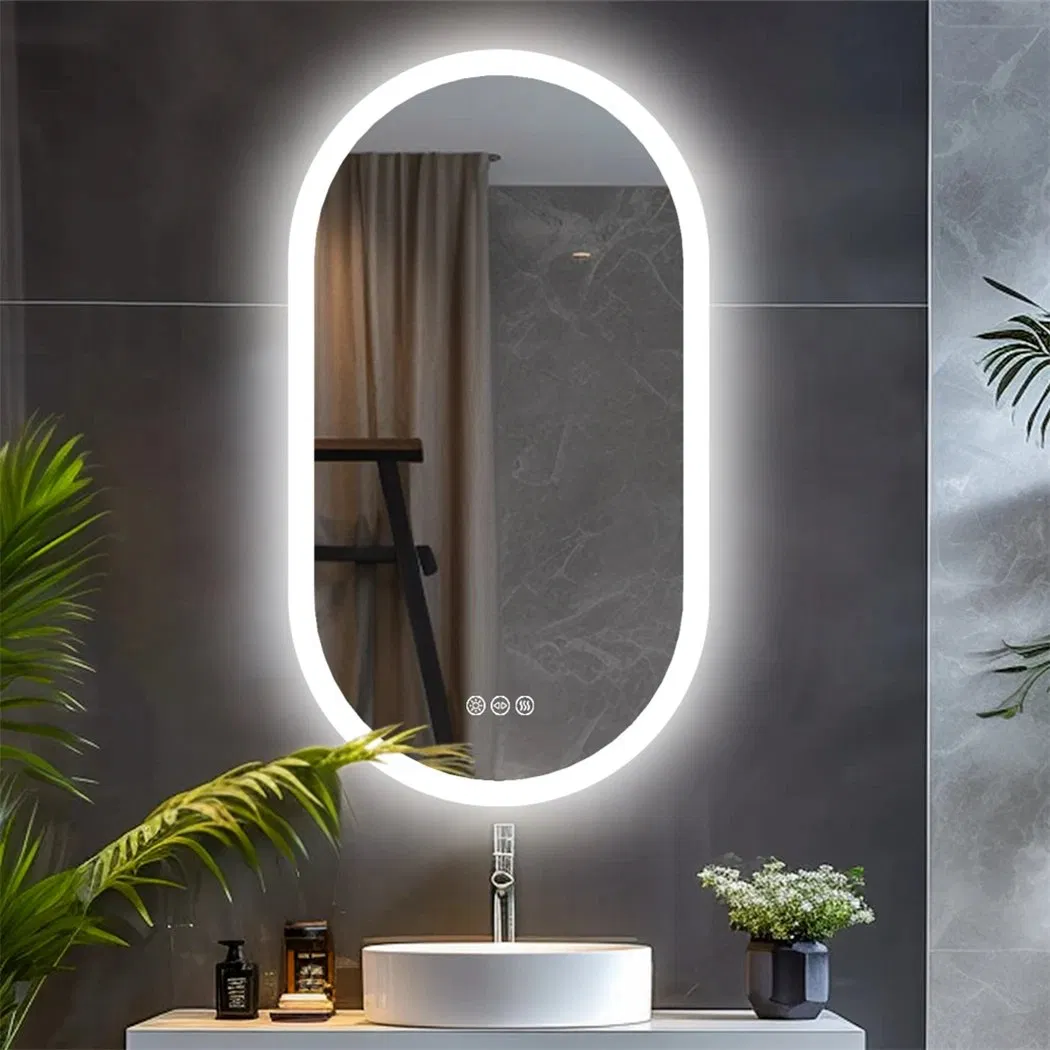 Oval LED Bathroom Mirror Smart Mirrors Dimmable 3 Colors Anti-Fog Light Memory IP65 CRI95 Large Wall Mounted Mirror