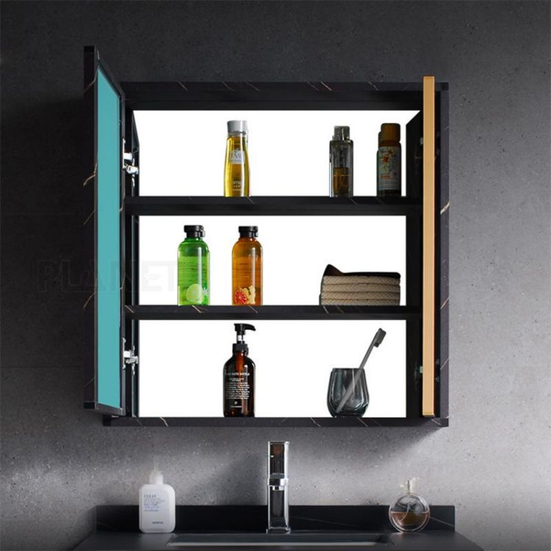 Water Resistant Hotel Single Sink PVC Black Luxury Wall Mount Floating Cabinet Modern Bathroom Vanity