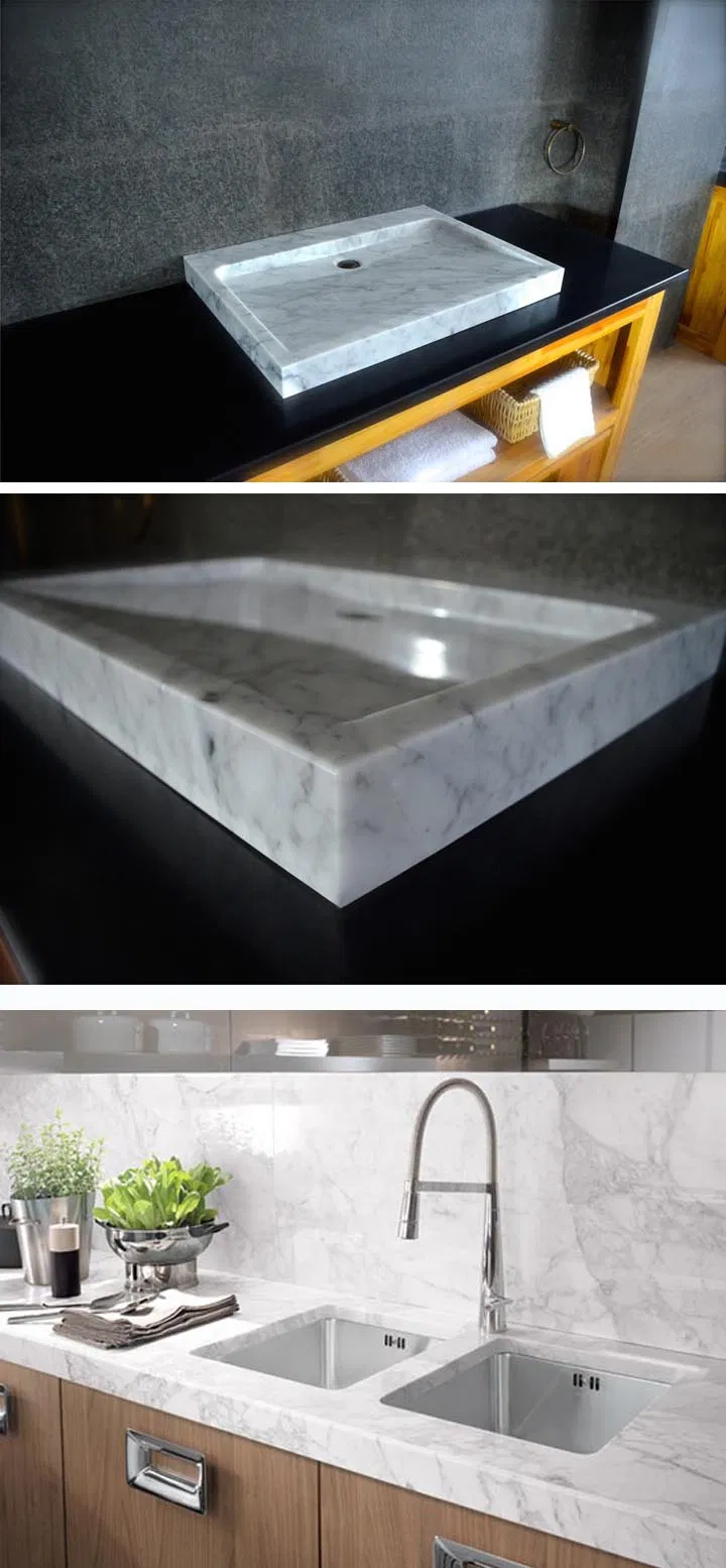 Natural White Marble Pedestal Stone Sink