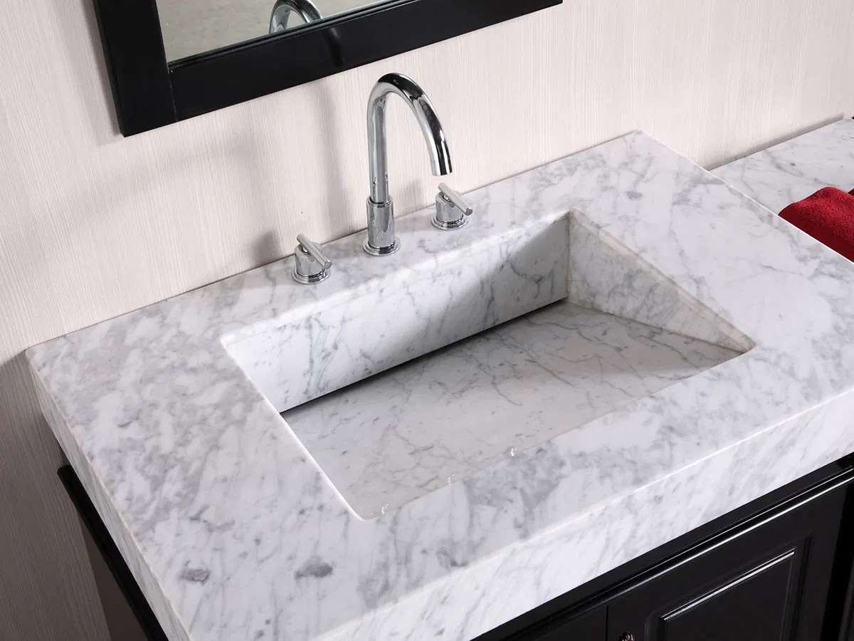 Natural White Marble Pedestal Stone Sink Italian Basin Vessel Marble Sink for Bathroom