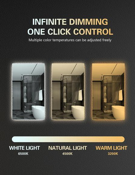 Wholesale Bathroom Makeup with Round Dimmable LED Touch Switch Mirror with Waterproof and Anti Fog Functions, Providing Multiple Size Options