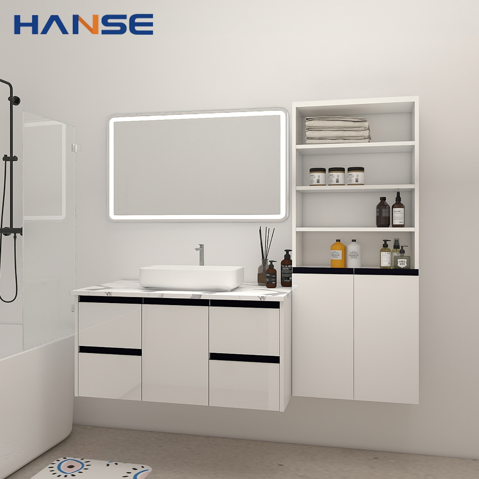 Wholesale Double Single Modern Wooden Wall Mounted Modern Bathroom Cabinet Vanity with Mirror Sink