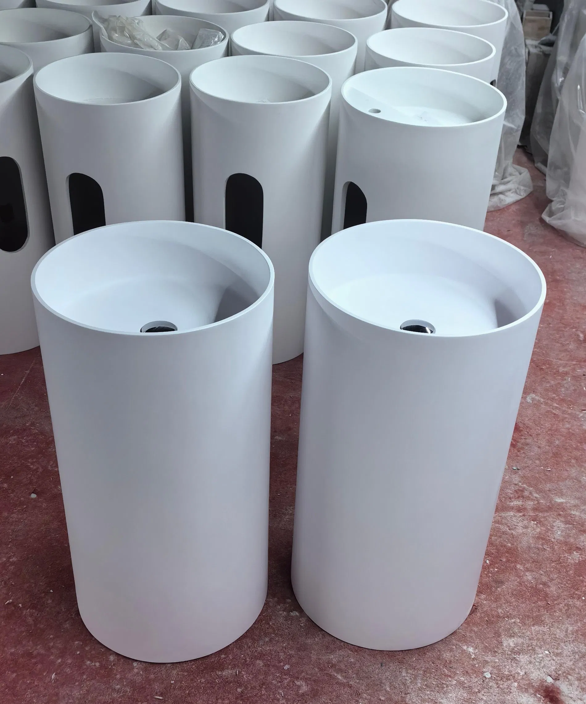 Artificial Stone Freestanding Bathroom Wash Basin OEM Factory Bathroom Pedestal Solid Surface Shampoo Sink