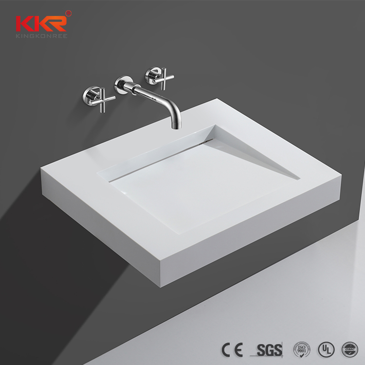 Simple Acrylic Solid Surface Wall Mounted Slope Style Bathroom Wash Sink