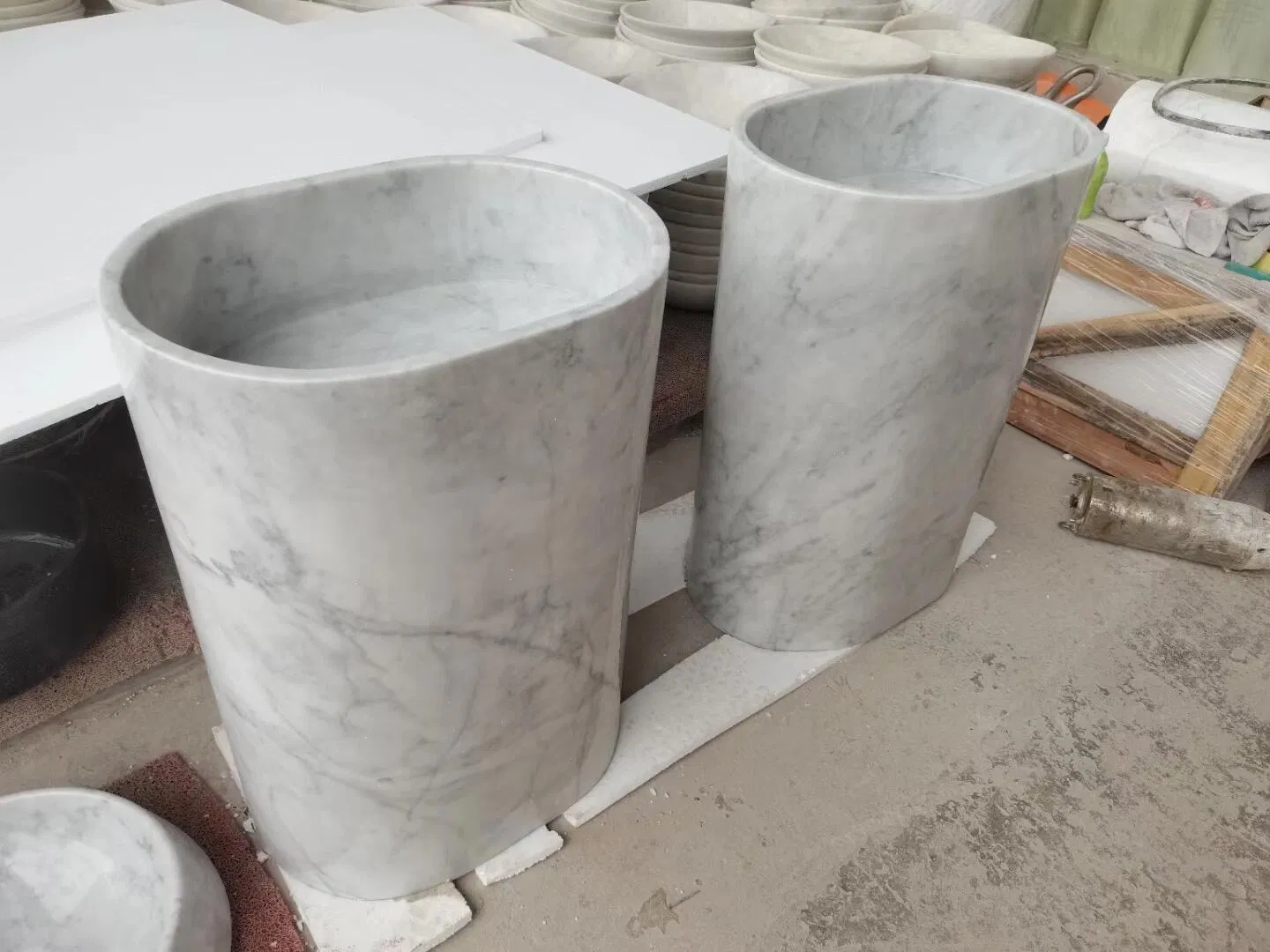 Natural Marble Pedestal Basin Washing Sink for Bathroom Marble Basin Sink