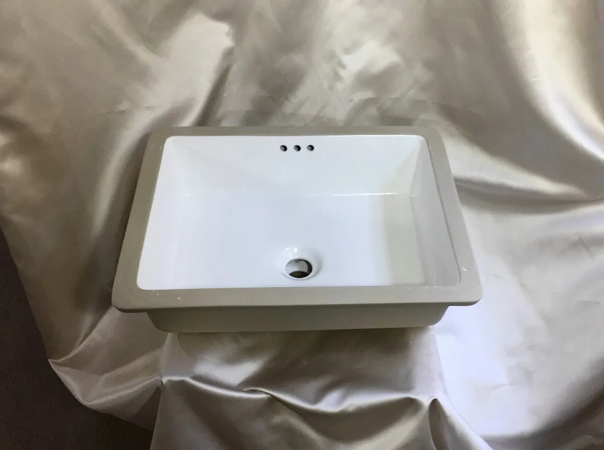 20 inches Sleek Rectangular Undermount Vanity Sink Porcelain Ceramic Lavatory Bathroom Sink