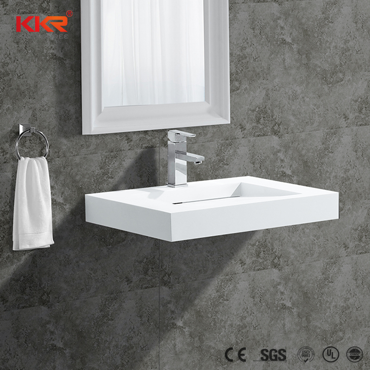 Simple Acrylic Solid Surface Wall Mounted Slope Style Bathroom Wash Sink
