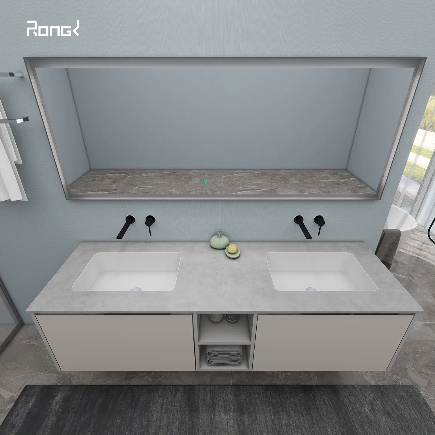 Double Sinks Lacquer Vanity Color Customized