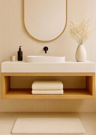 Freestanding Bathroom Cabinet Vanity with Single Basin for Residential Bathroom
