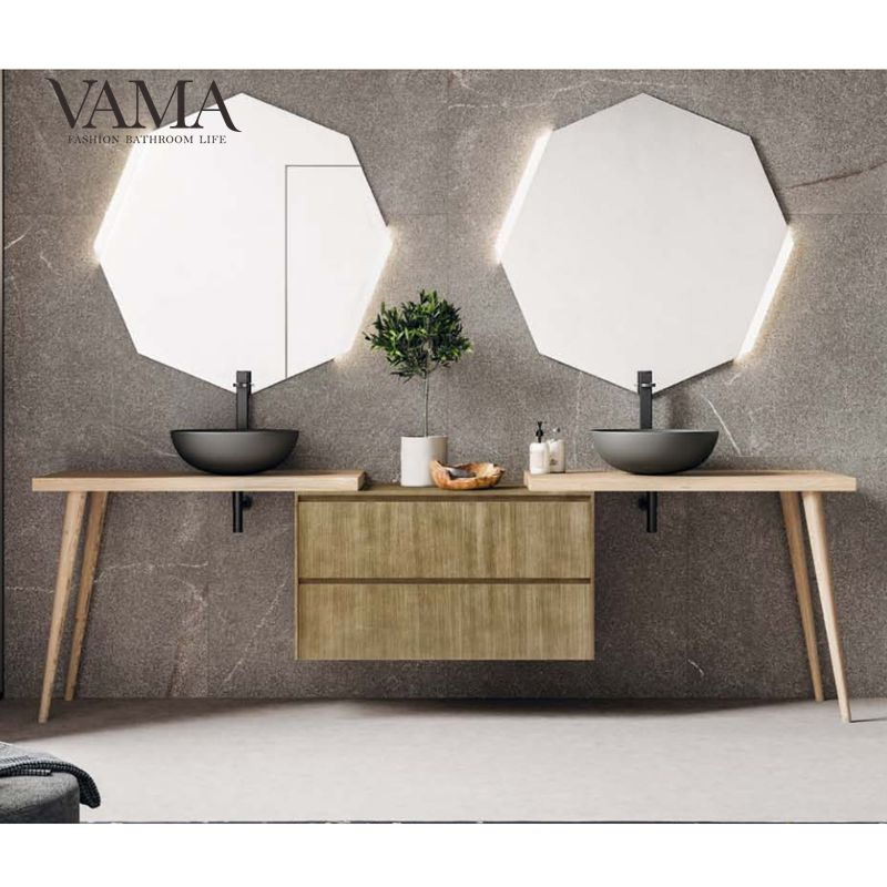 Vama New Arrivals Double Sinks Sanitary Ware Free Standing Bathroom Vanity ND08-7