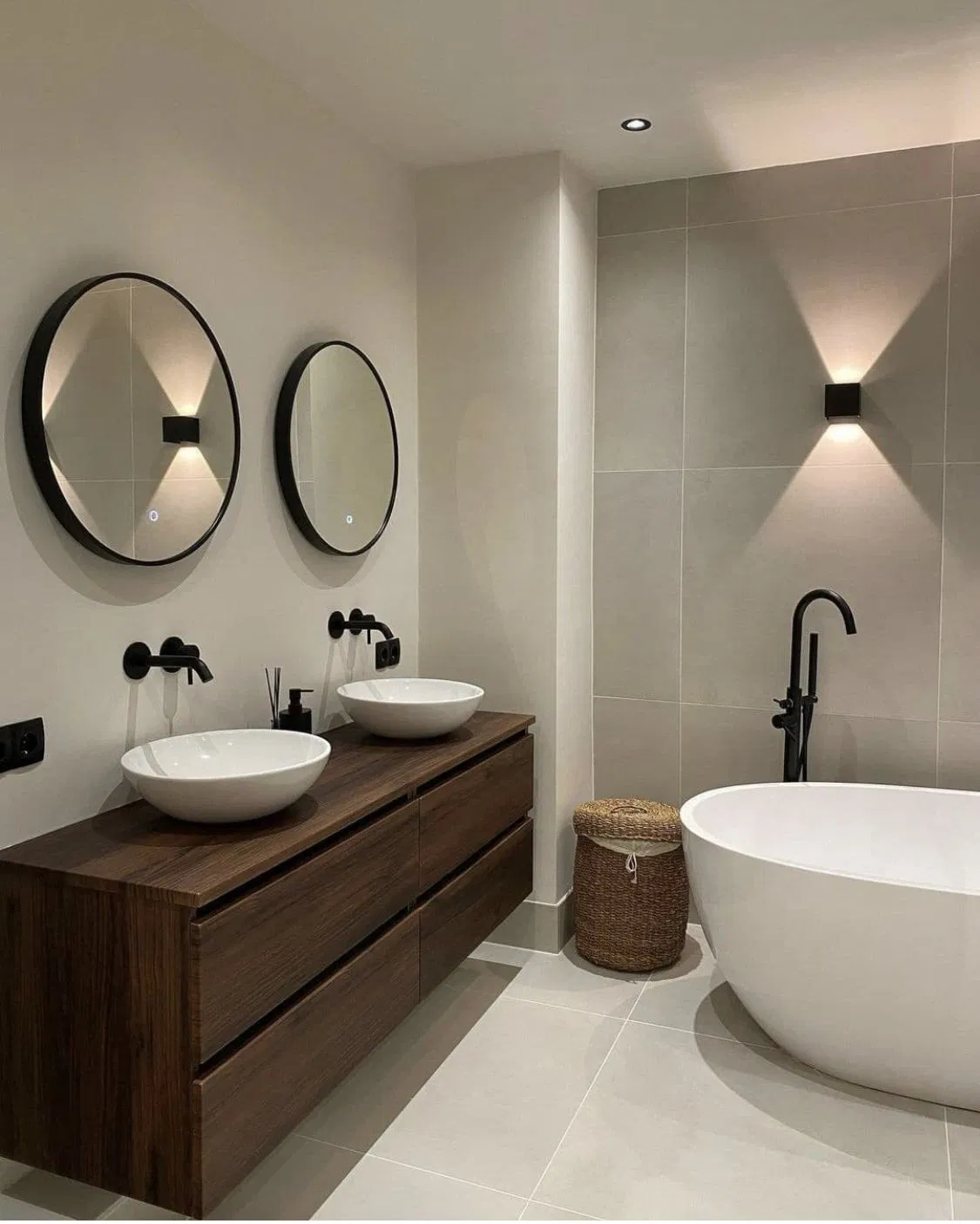 Elegant High-Gloss Double Sink Vanity for Family Bathrooms