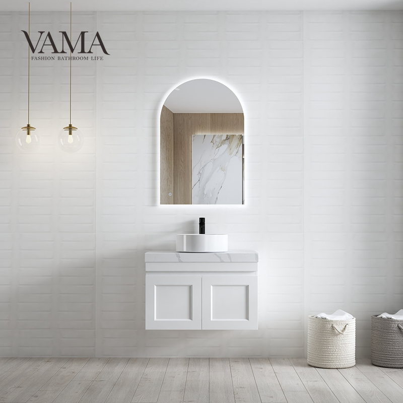 Vama Customized Washroom Cabinet Modern Design Elegant Style Wall Mounted Floating Bathroom Vanity Nt28004-1-Gr