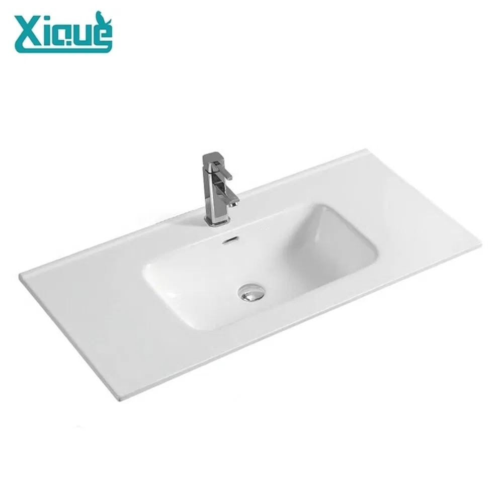 Streamlined Undermount Integrated Bathroom Vanity Sink for Shopping Mall Washrooms