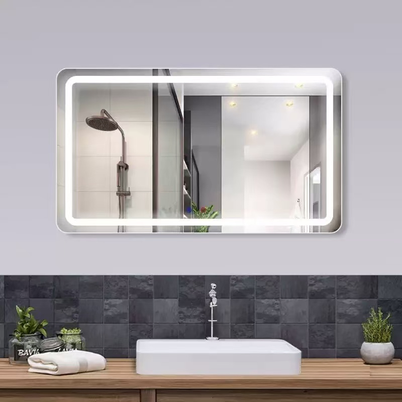 Rectangular Anti-Fog Glass Modelling Mirror Hotel Smart LED Bathroom Mirror.