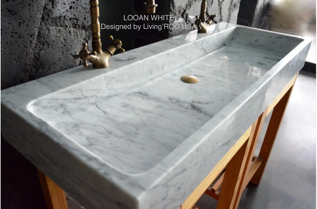 Natural White Marble Pedestal Stone Sink Italian Basin Vessel Marble Sink for Bathroom