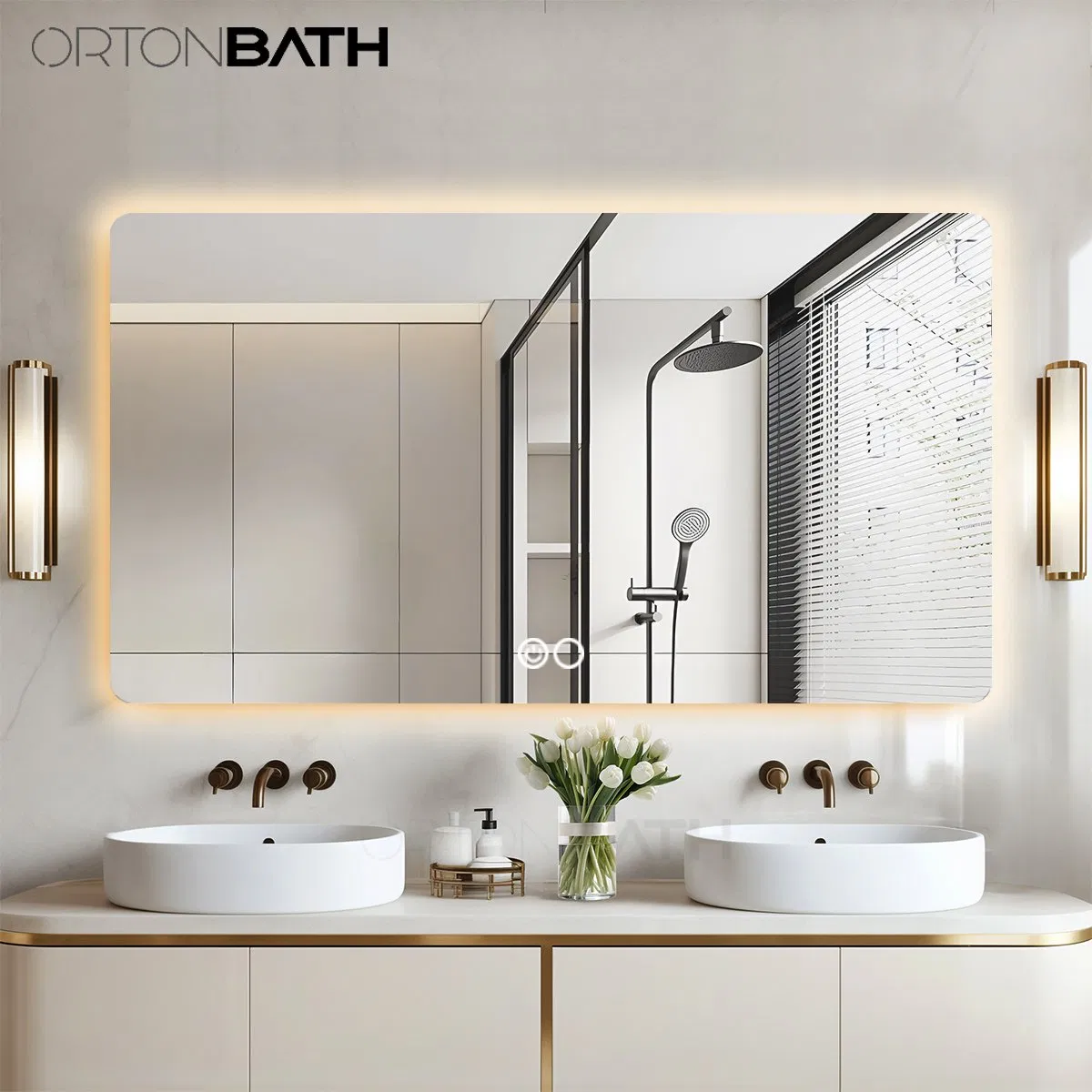 Ortonbath Backlit Rectangle Frameless LED Mirror for Bathroom Wall Mirror with Dimmable, Anti-Fog, Shatterpoof, Memory (Horizontal/Vertical) Backlit Mirror