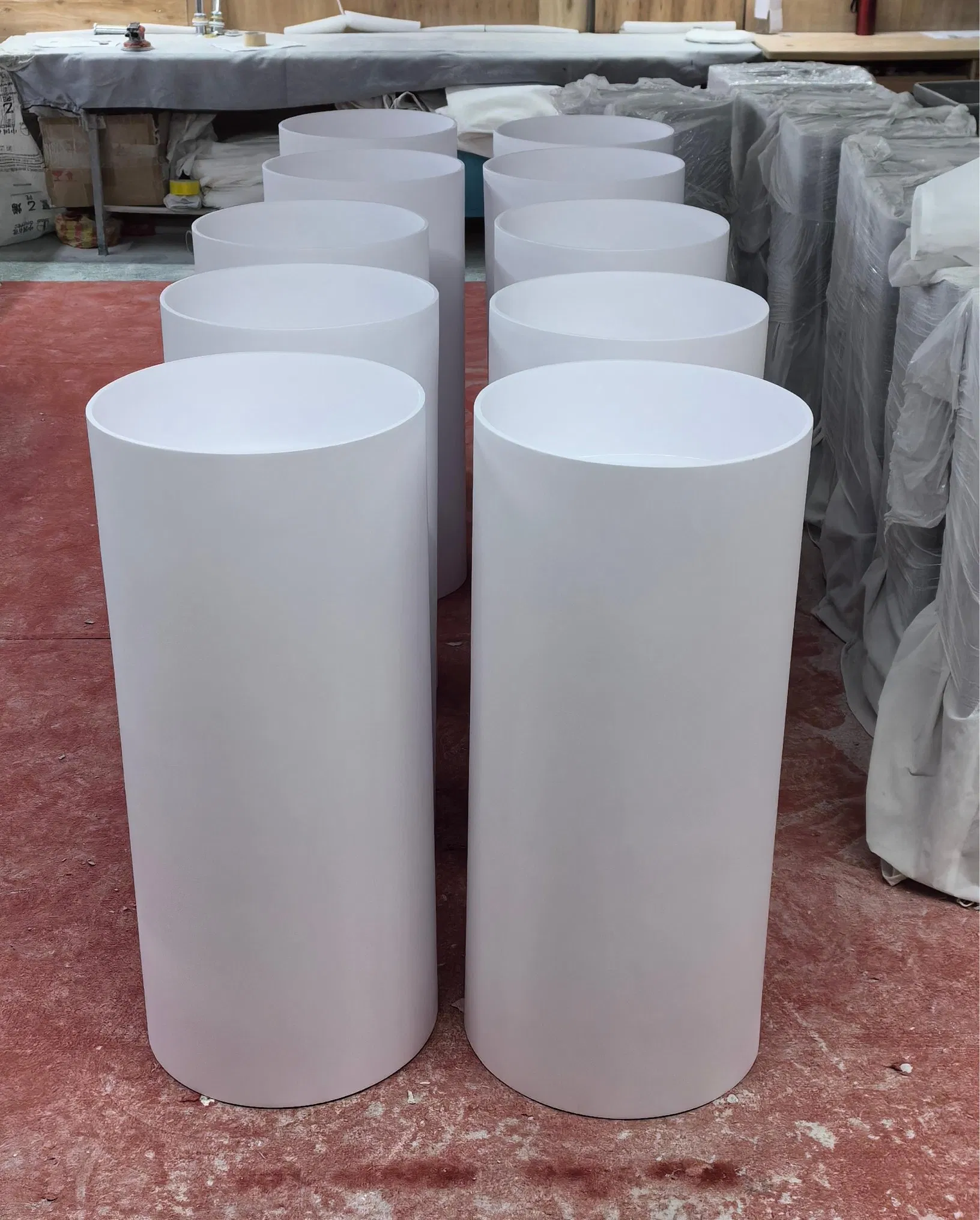 Artificial Stone Freestanding Bathroom Wash Basin OEM Factory Bathroom Pedestal Solid Surface Shampoo Sink