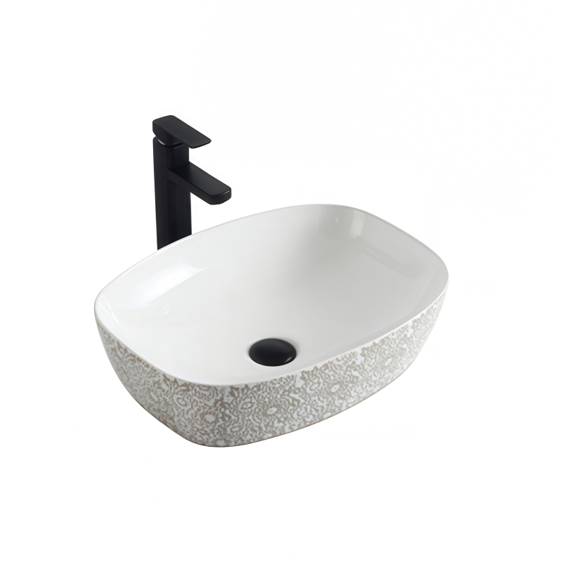 White Rectangular Basin Lavabo Wash Basin Above Counter Top Art Sink Bathroom Ceramic Vessel Sink for Hotel