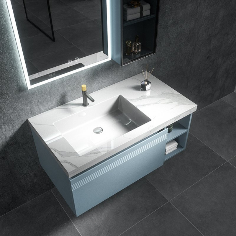 Wall-Mounted Bathroom Vanity (36") -Quartz Top Single Sink &amp; Floating Design