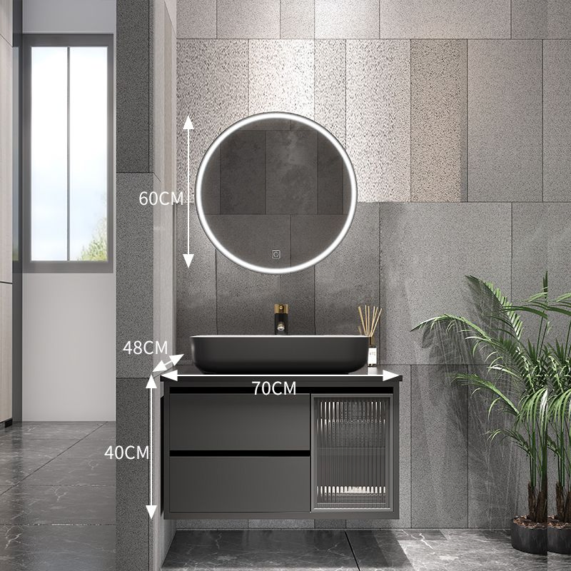White Marble Top and Oak Wood Double Sink Floating Bathroom Vanity Furniture with Wall-Mounted Faucets Bathroom Cabinet Natural Stone Surface LED Mirror