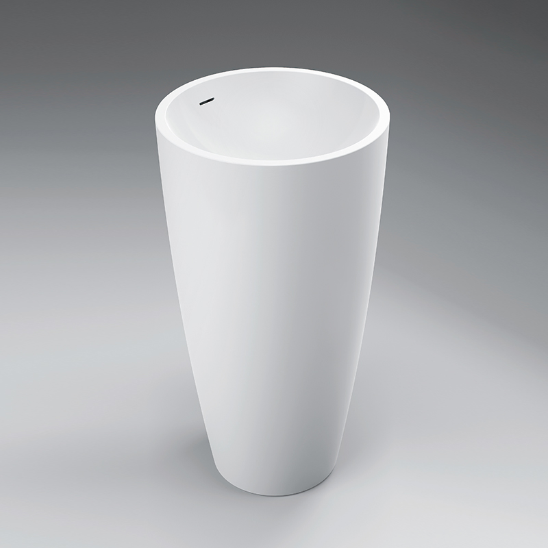 Acrylic Solid Surface Bathroom Artificial Stone Resin Freestanding Pedestal Sink