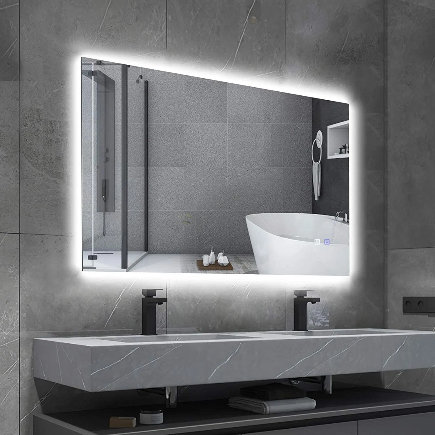 Classic Advanced Hospitality Hotel Salon Furniture CE/UL/cUL Certificated Backlit Wall Mounted Lighted Bathroom LED Illuminated Smart Mirror with Demister