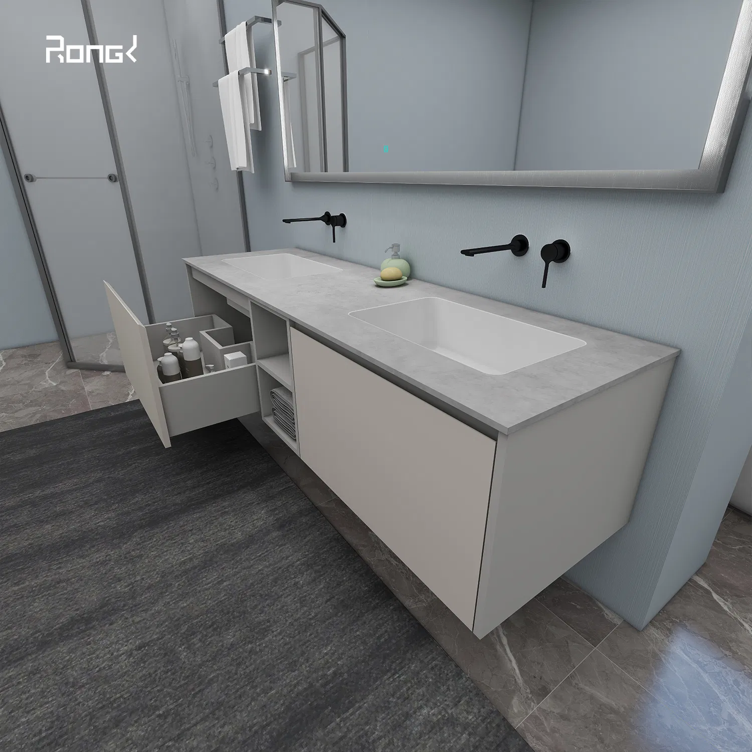 Double Sinks Lacquer Vanity Color Customized