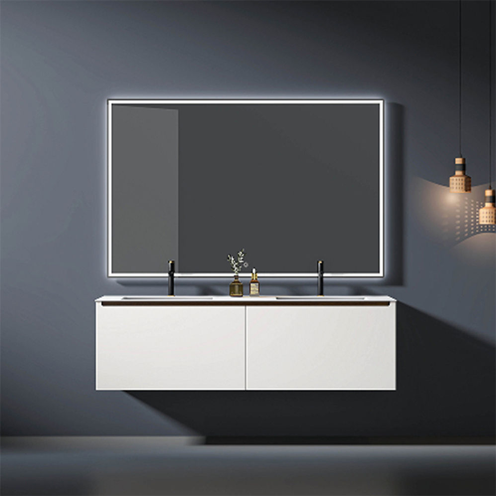 Modern Design Single Sink Plywood Solid Wooden Floating Vanity Bathroom Furniture Wall Mounted Cabinet with LED Mirror