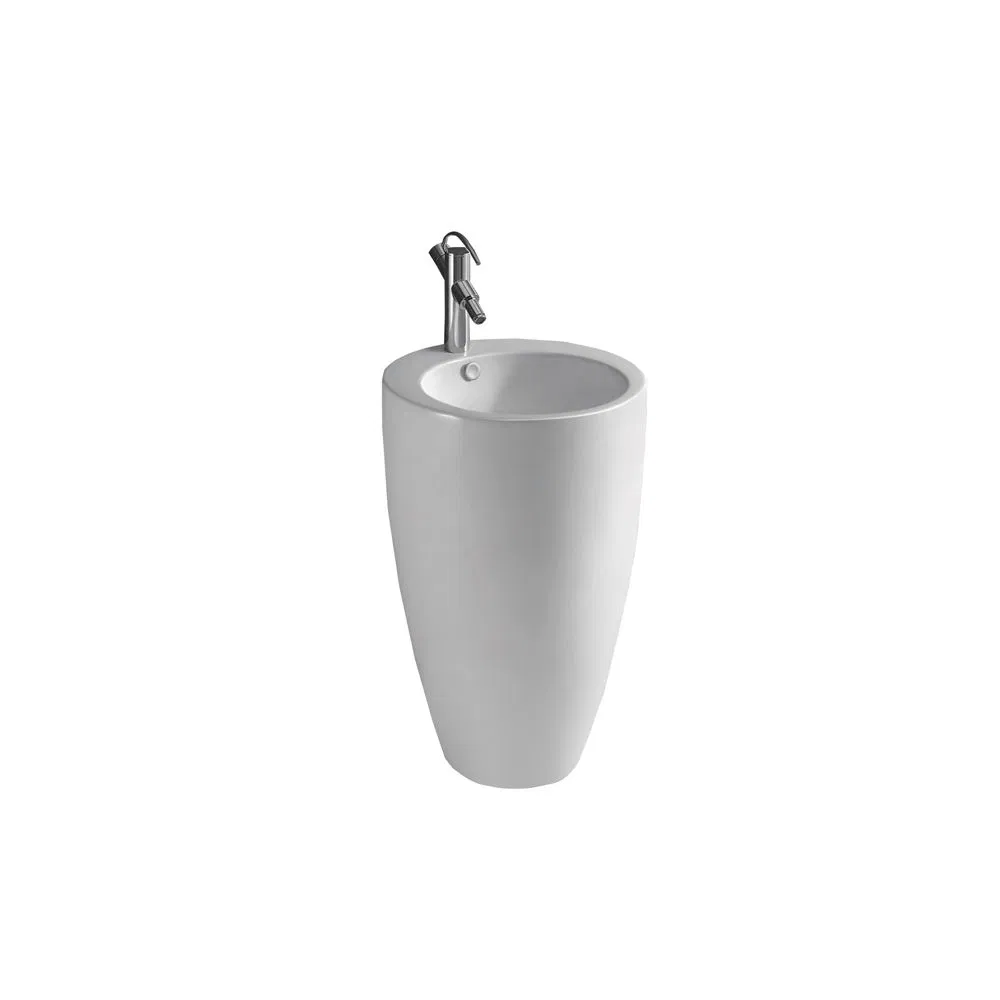 Bathroom Floor Standing One-Piece Wash Basin Ceramic Pedestal Sink