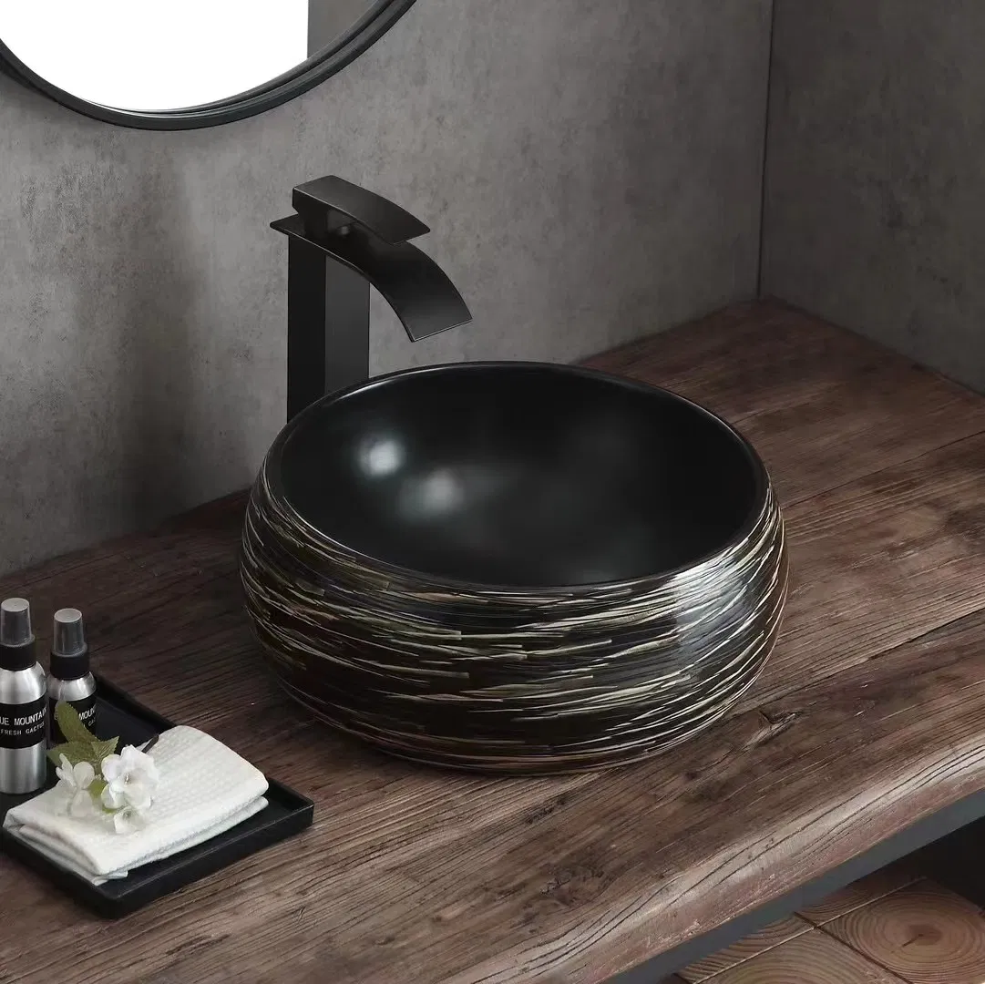 Luxury Hotel Bathroom Vanity Basin Porcelain Ceramic Art Wash Basin Countertop Vessel Sink