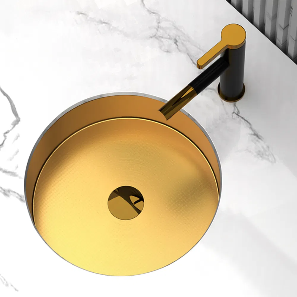 Factory Customized Size Stainless Steel Undermount Water Basin Round Single Bowl Black Bathroom Sink