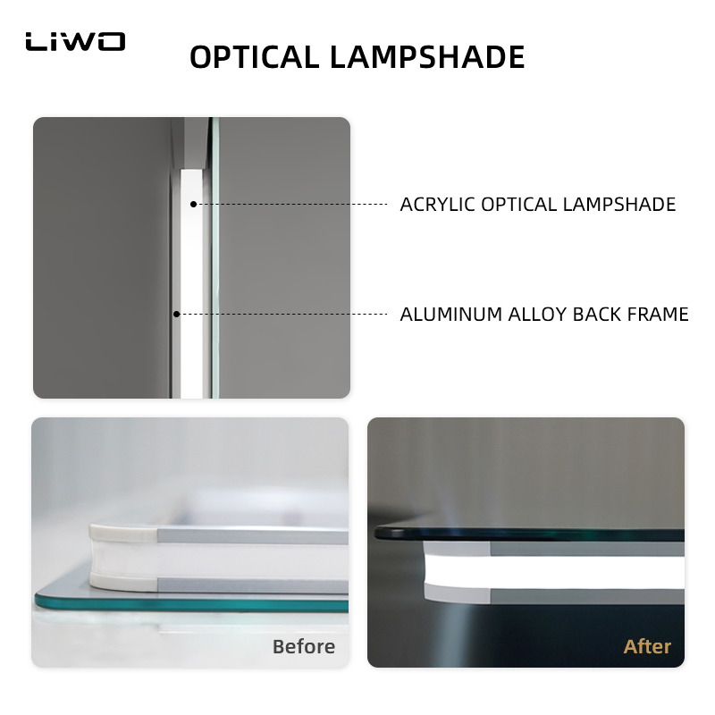 Rectangle Wall Home Decor LED Mirror Anti Fog Touch Vanity Bathroom Smart Makeup Mirror with Light Adjustable Frameless Glass cosmetic Furniture