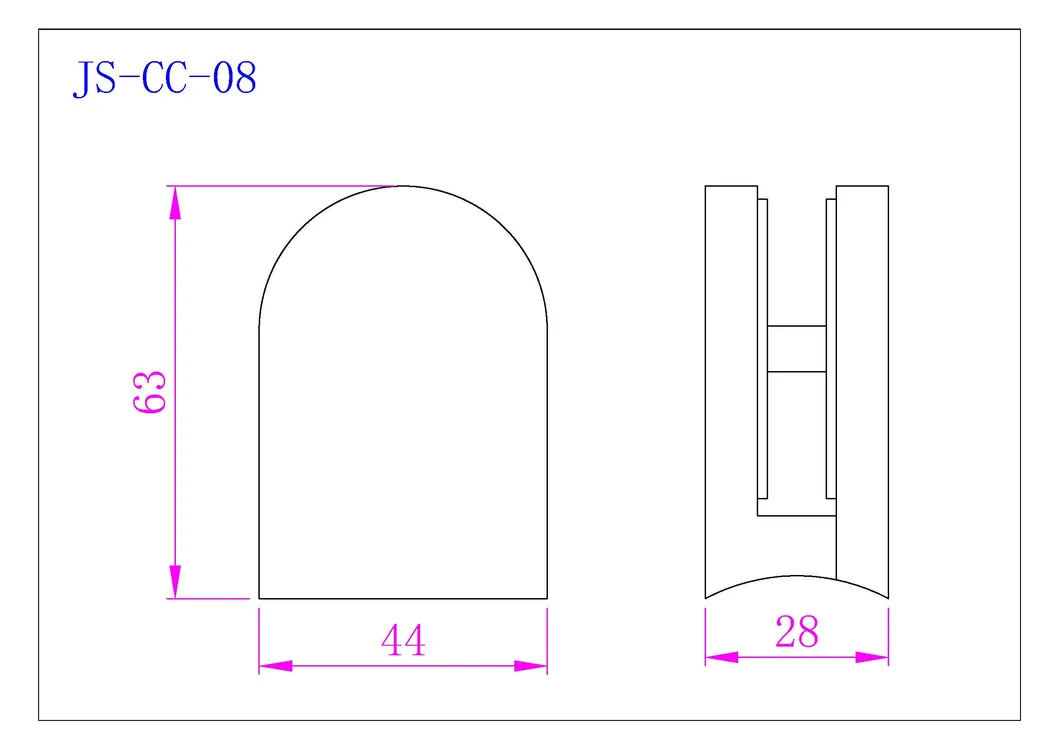 Drawing of Glass Fitting