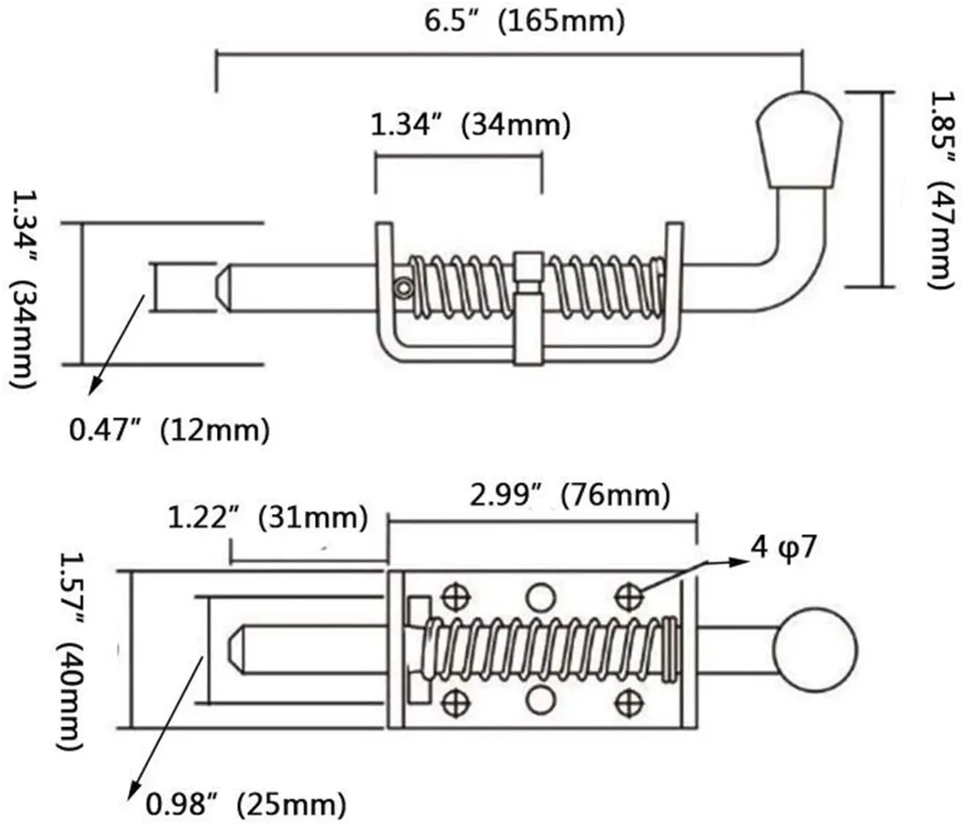Trailer Spring Latch Dimensions
