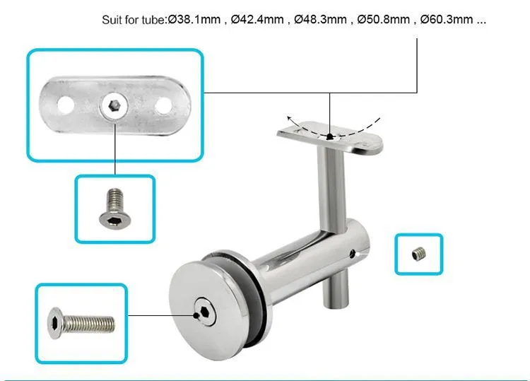 Commercial Stair Handrail Stainless Steel Brackets Hardware