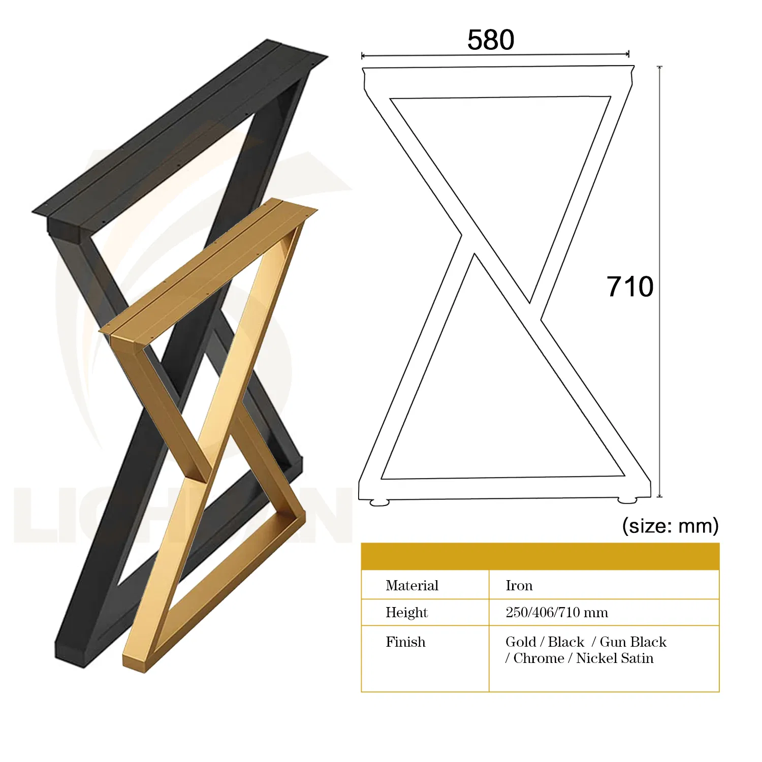 Table Legs Industrial Cast Iron Steel Frame X Shape Desk Office Bench Dinning Coffee Dining Furniture Metal Coffee Table Legs for Table