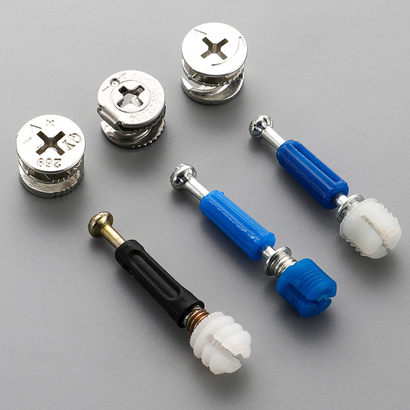 Three-in-One Fasteners for Four-Piece Thickened Eccentric Furniture Connectors