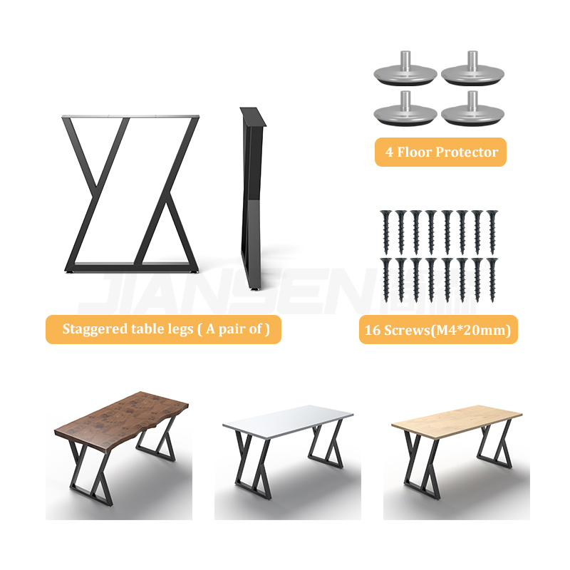 Adjustable Height Black Table Leg with Metal Frame