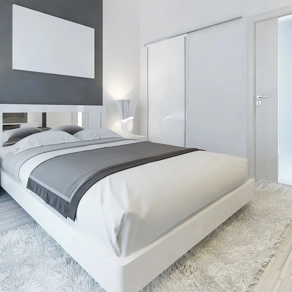 Aluminum Track Closet Sliding Door Hardware Kit System for Single Wardrobe Door