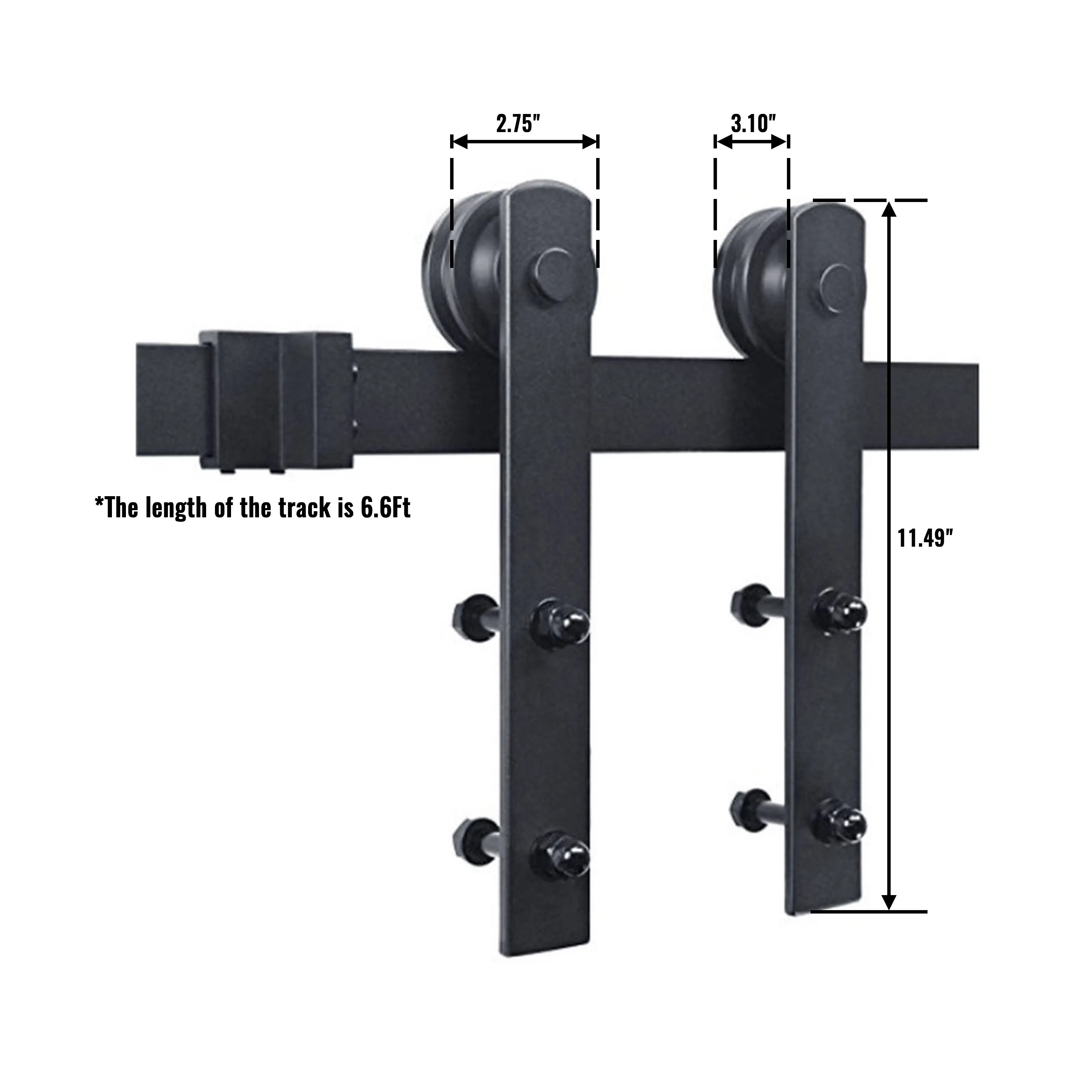 Sliding Barn Door Hardware Kit Top Mounted Hanger Track Black Steel Closet Door Roller Rail for Single Door
