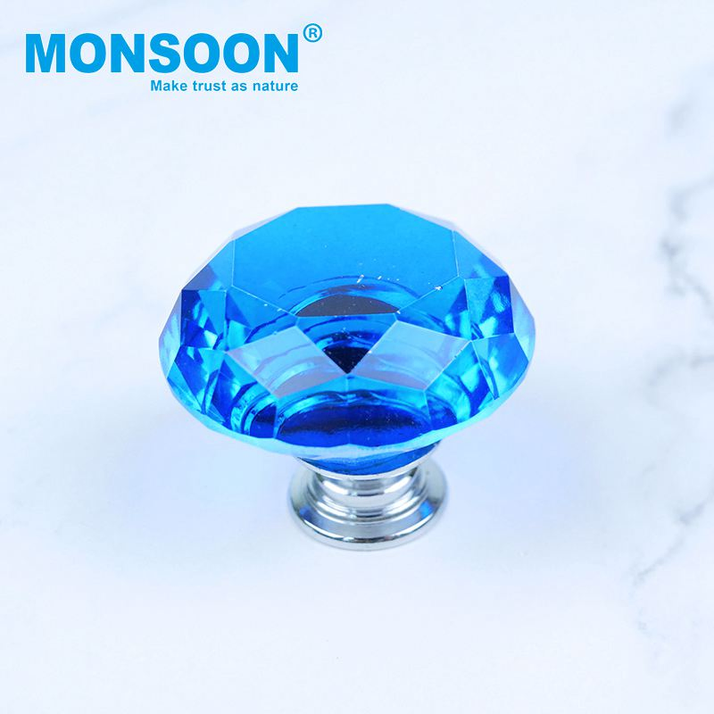 Clear Round Single Hole Keyless Colorful Cupboard Closet Furniture Pull Diamond Cabinet Crystal Handle Knobs for Bedrooms Living Rooms Bathrooms