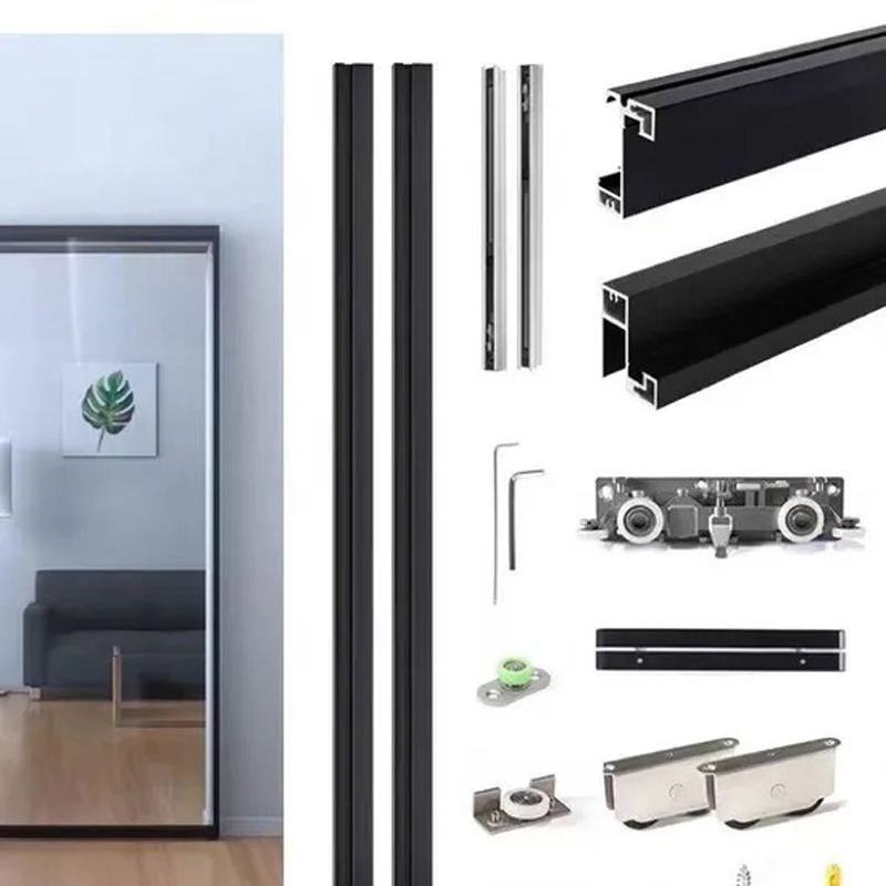 Trackless Aluminum Glass Invisible Sliding Barn Door Roller Magic Concealed Door Fittings Ghost Sliding Door Hardware