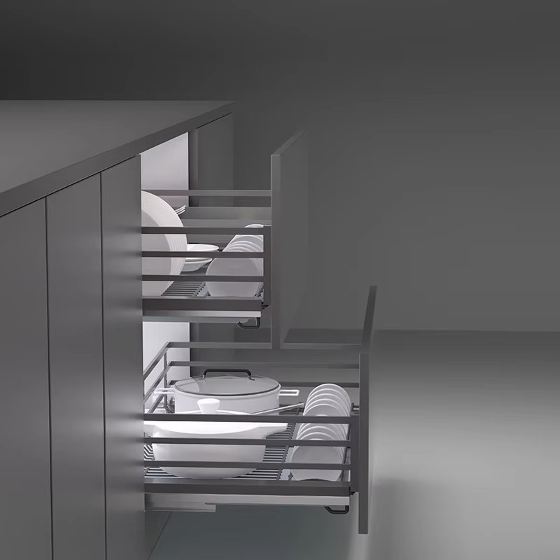 Kitchen Hardware Drawer Basket Pull out Storage Basket Plate and Bowl Organiser