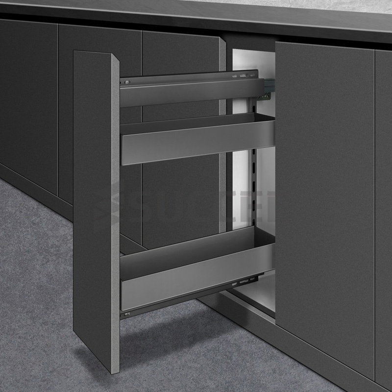 Iron Base Kitchen Hardware Accessories 2 or 3 Tier Side Mound Pull out Storage Basket Drawer