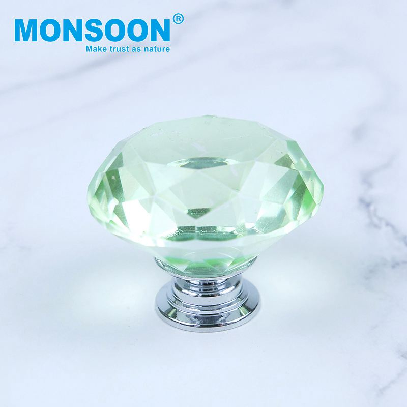 Clear Round Single Hole Keyless Colorful Cupboard Closet Furniture Pull Diamond Cabinet Crystal Handle Knobs for Bedrooms Living Rooms Bathrooms