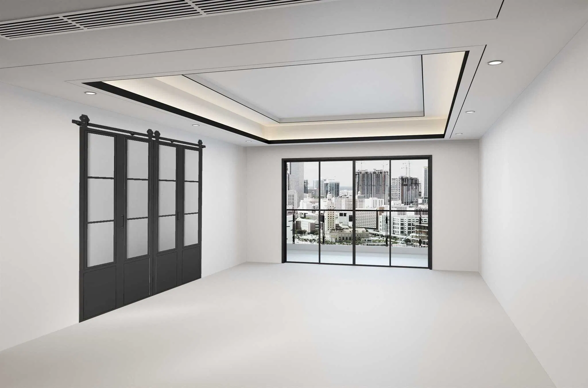 64" Bifold Sliding Barn Door Hardware Kit, 5.3FT Top Mount Bi-Folding Track Kit for Four 15" Closet Pantry Laundry Doors-Smoothly and Quietly, Black